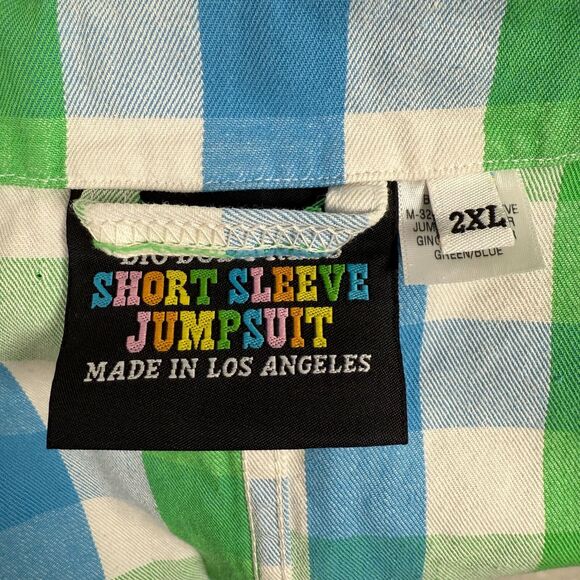 Big Bud Press Short Sleeve Shorts Jumpsuit 2XL Adult Womens Unisex Gingham Plaid - Picture 9 of 10
